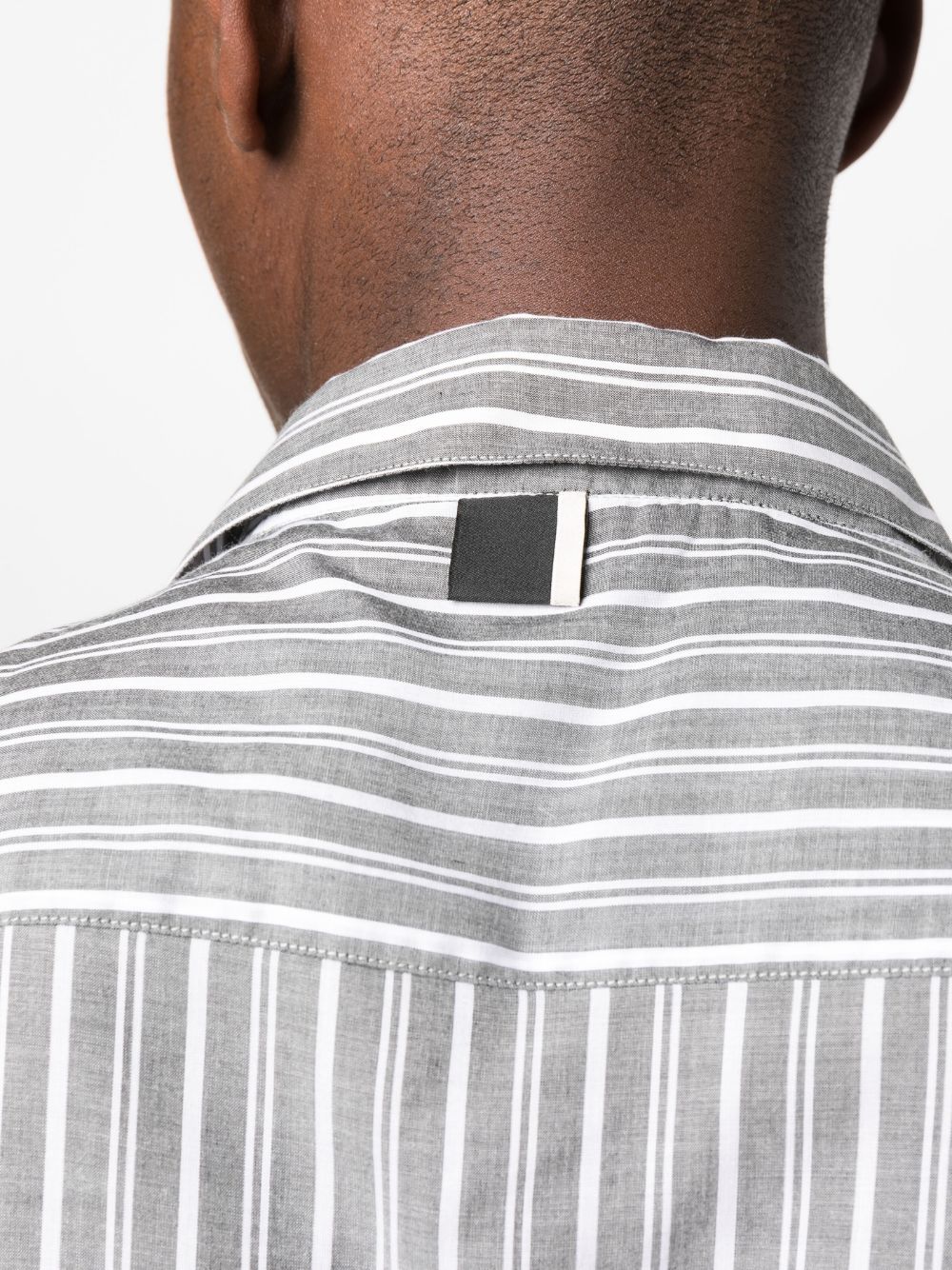 Shop Low Brand Striped Short-sleeve Lyocell Shirt In Grey