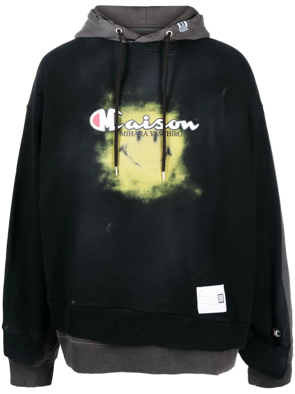 Shop Miharayasuhiro X Champion Cotton Hoodie In Black