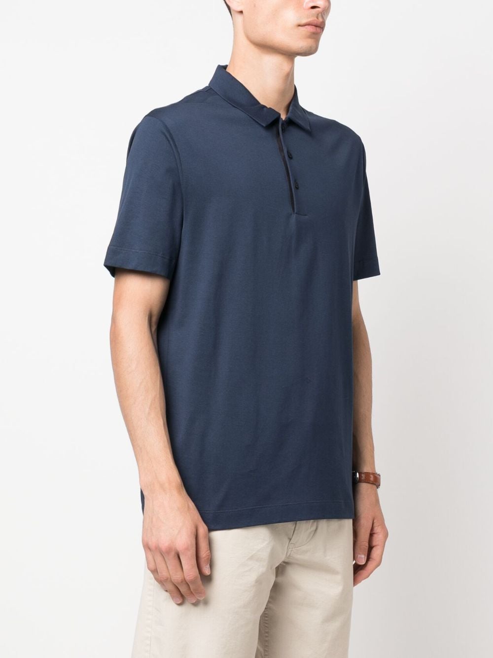 Shop Canali Short-sleeved Cotton Polo Shirt In Blue