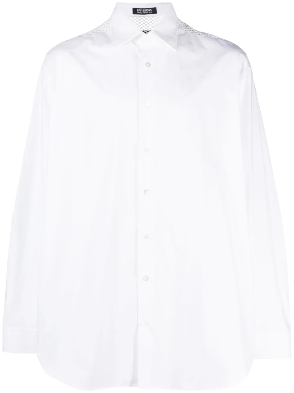 Raf Simons Mesh-panel Cotton Shirt In White