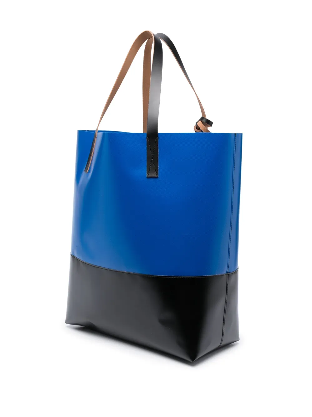 Shop Marni Tribeca Leather Tote Bag In Blue