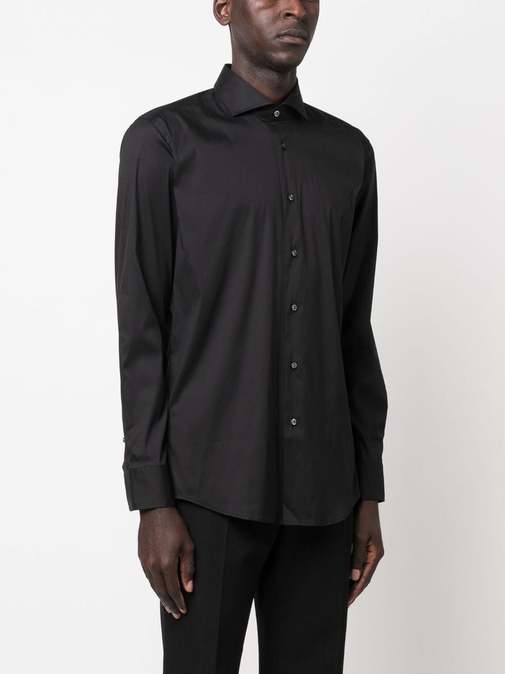 Shop Hugo Boss Spread-collar Button -up Shirt In Black