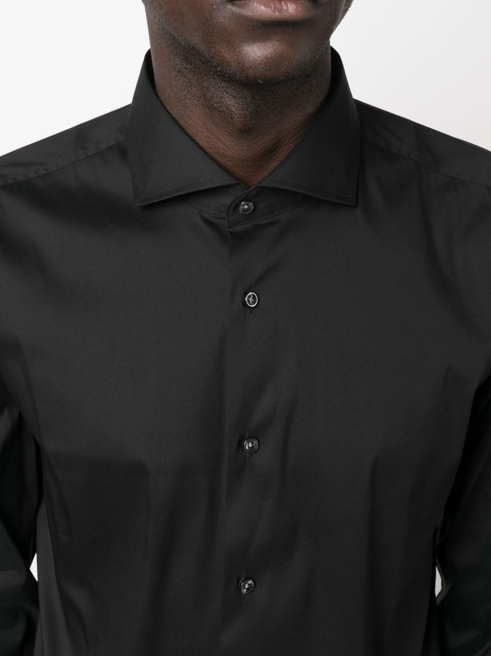 Shop Hugo Boss Spread-collar Button -up Shirt In Black