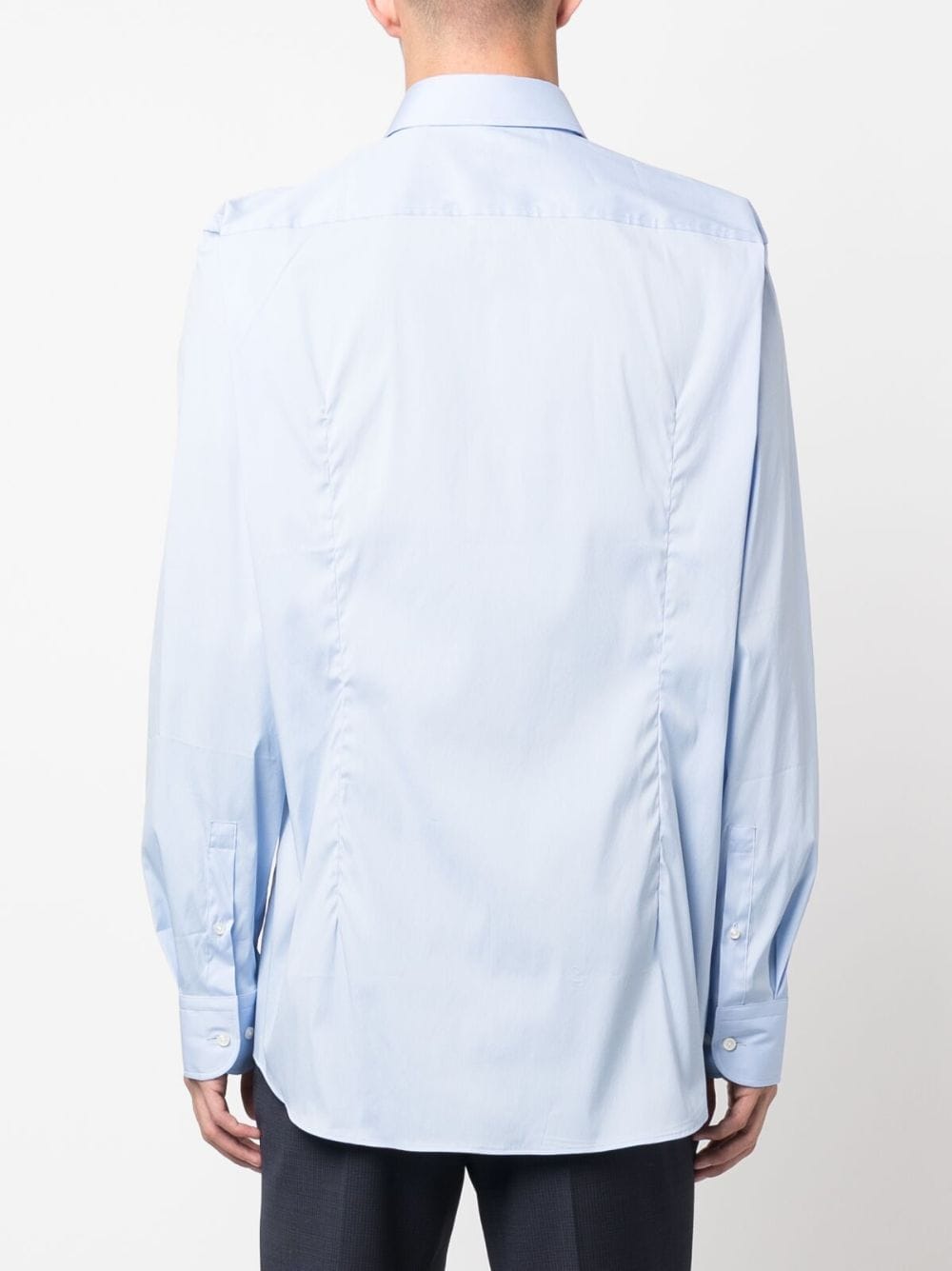 Shop Hugo Boss Classic-collar Long-sleeve Shirt In Blue