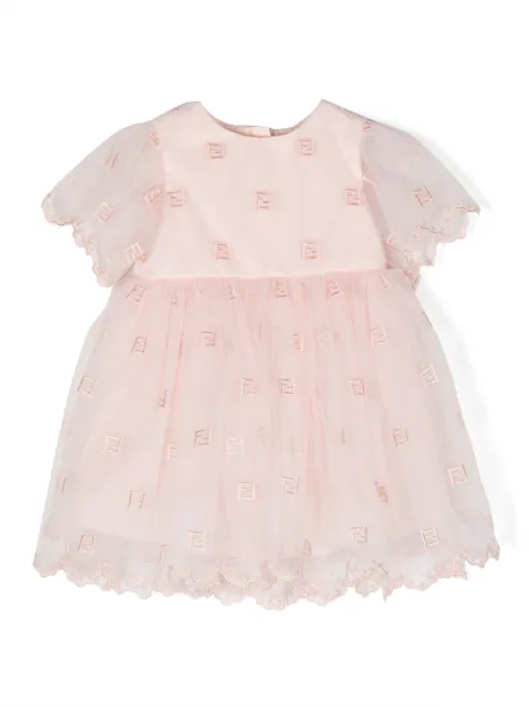 Fendi Kids vestido con bordado FF