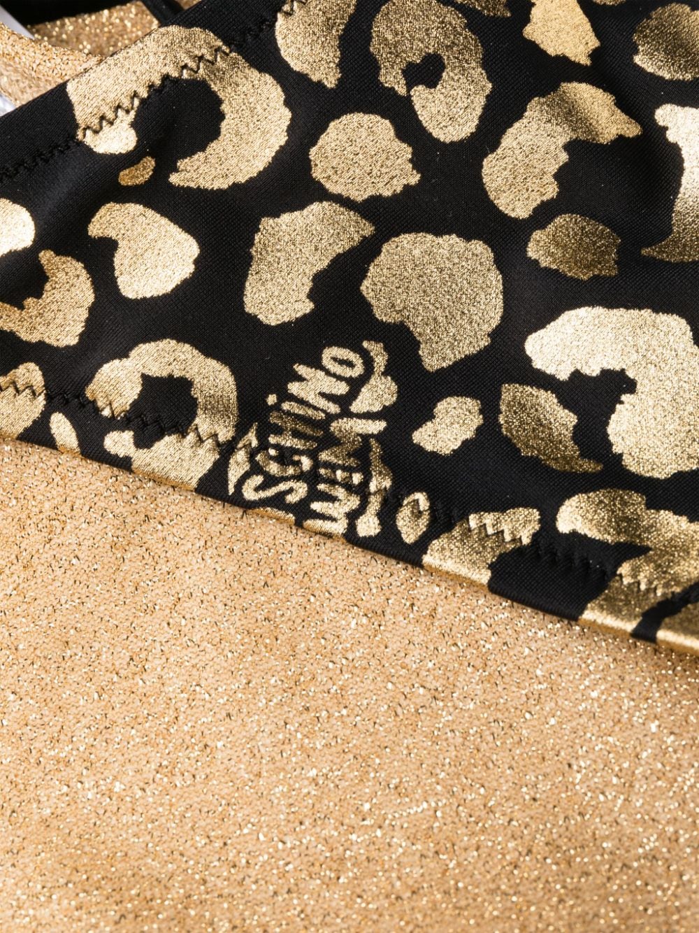 Shop Moschino Leopard-print Bikini Bottoms In Gold