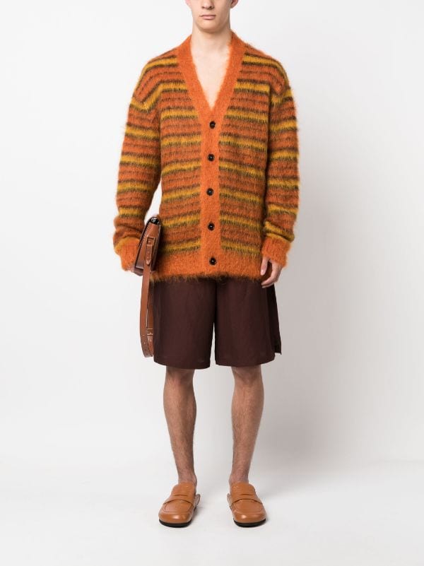 Marni V-neck Striped Mohair Cardigan - Farfetch