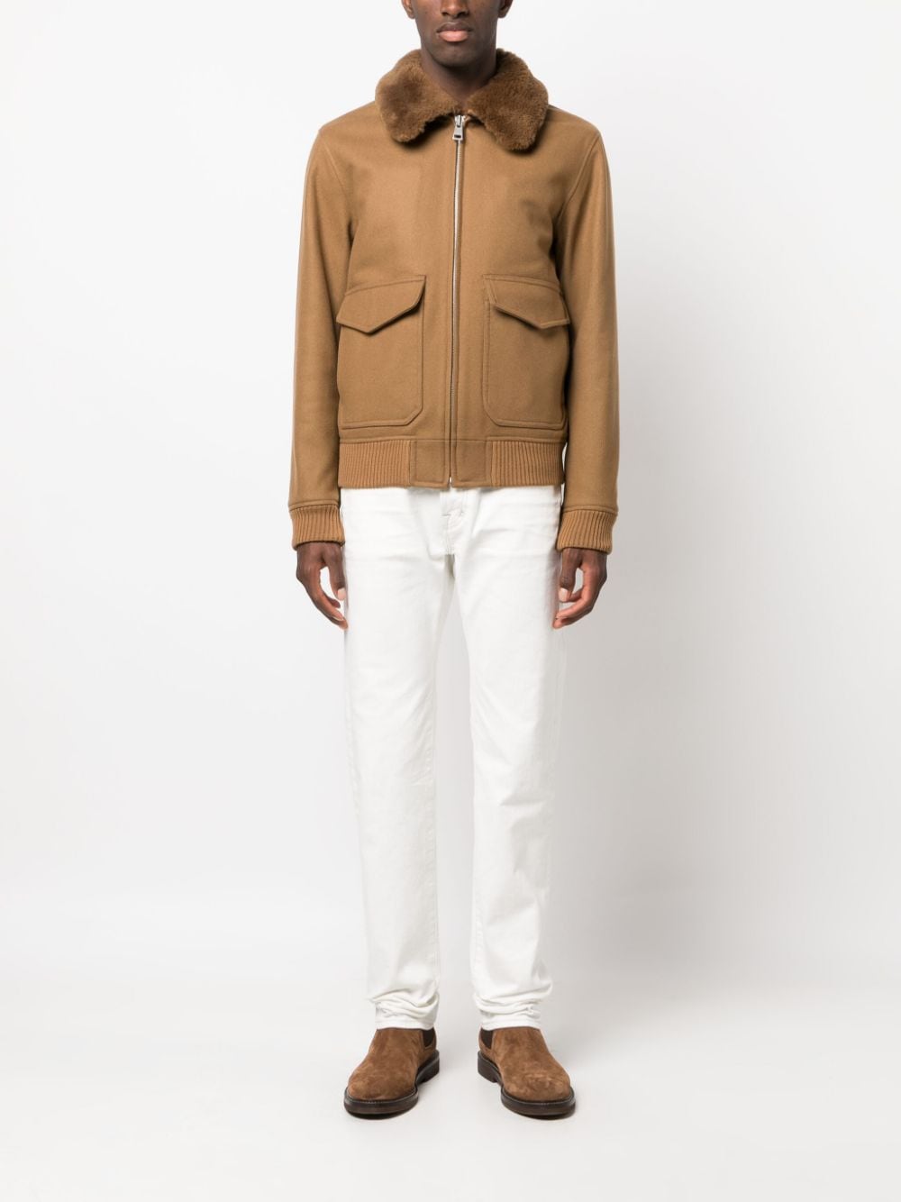 SANDRO Jack met lammy kraag - Beige