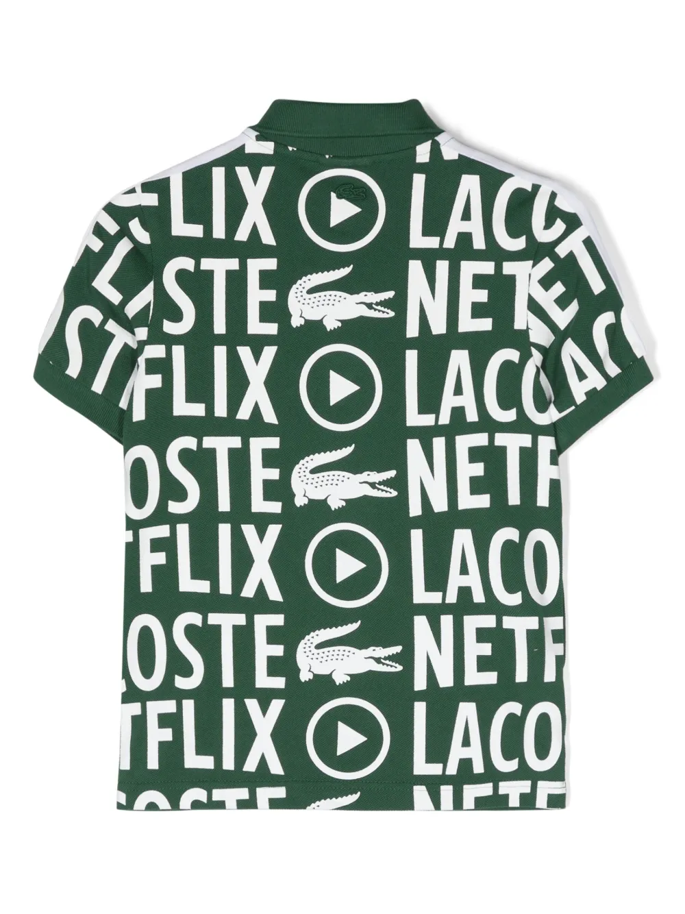 Lacoste Kids piqué monogram-print polo shirt - Groen