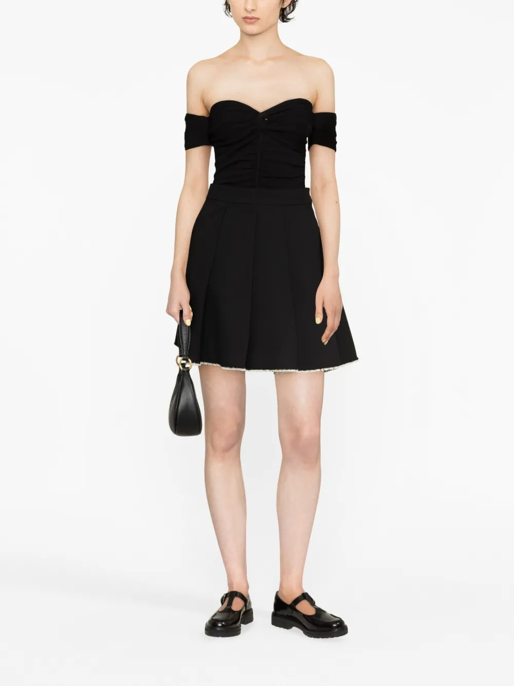 SANDRO off-shoulder ruched bodysuit - Zwart