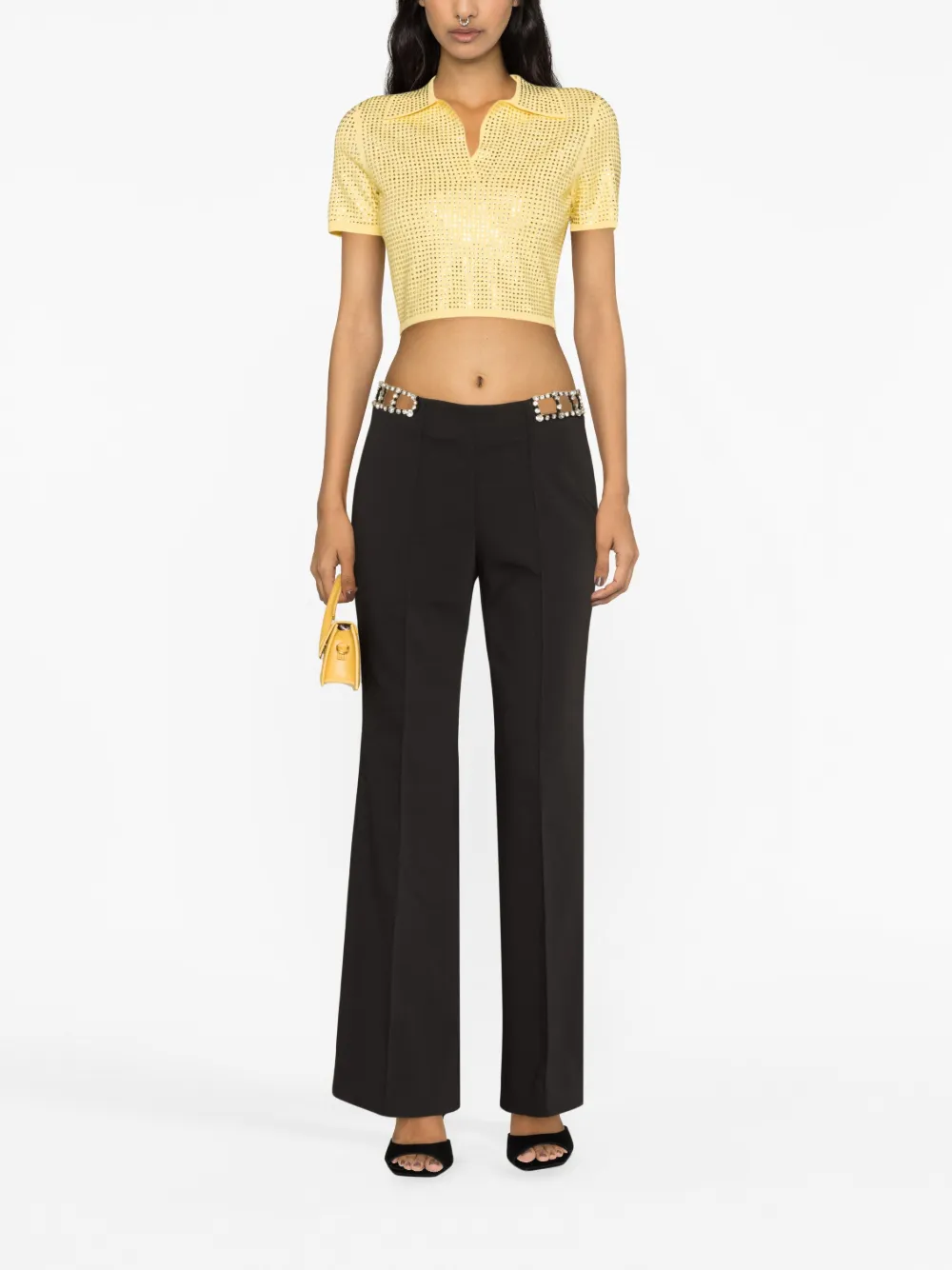 SANDRO crystal-embellished crop top - Geel