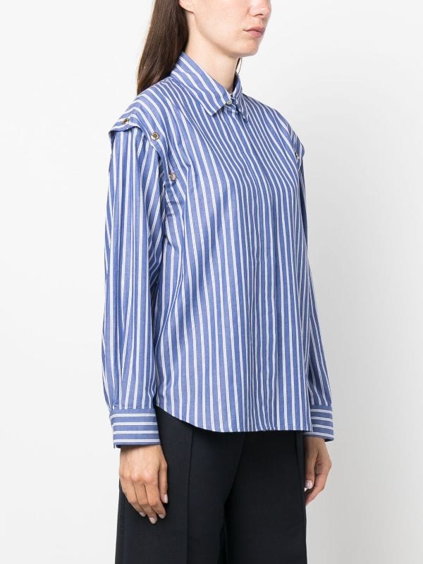 SANDRO Striped cotton-poplin Shirt - Farfetch