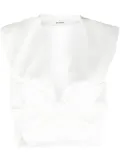 SANDRO oversized bow-detail cropped top - White