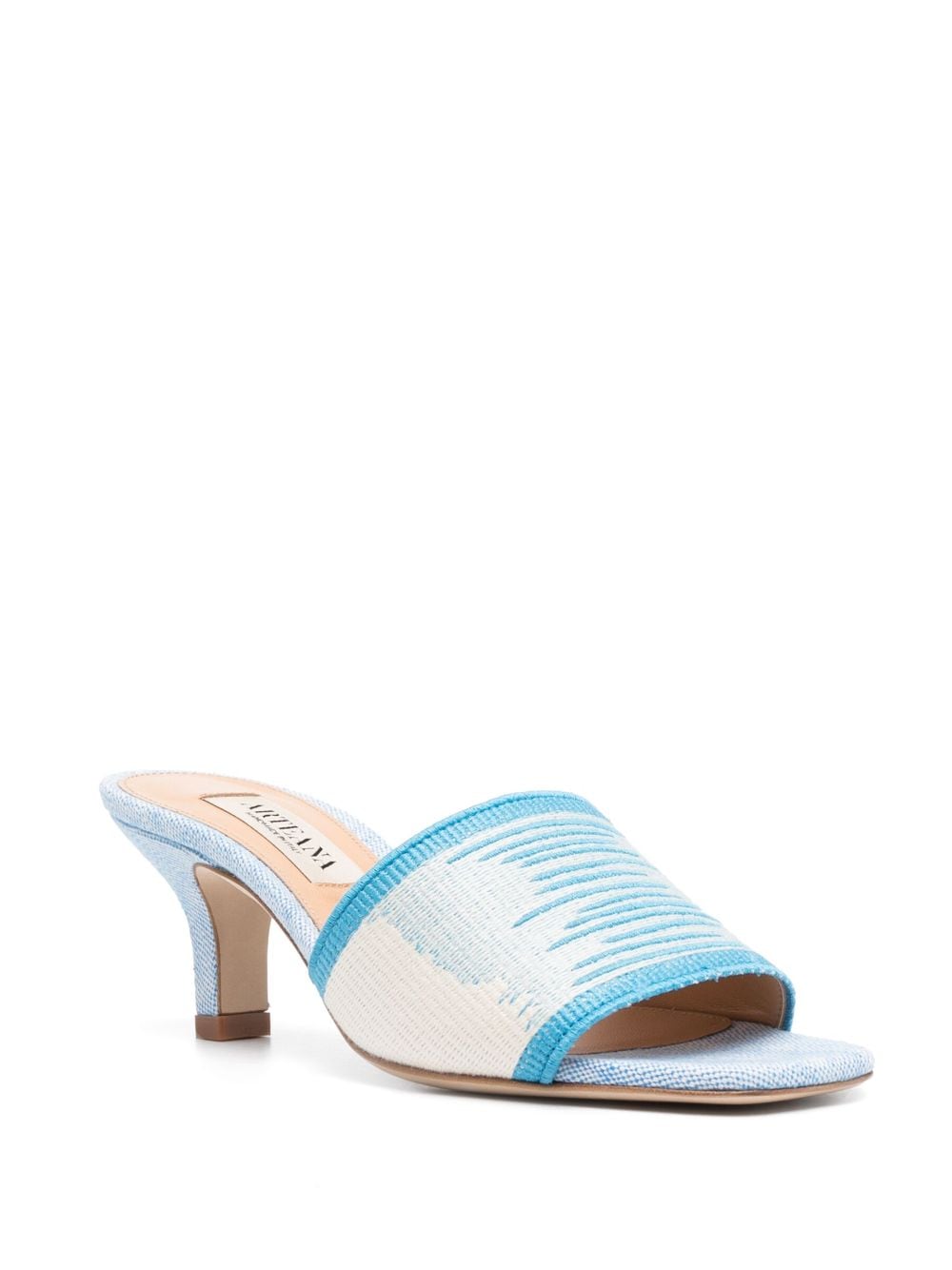 Arteana 70mm striped embroidered mules - Blauw