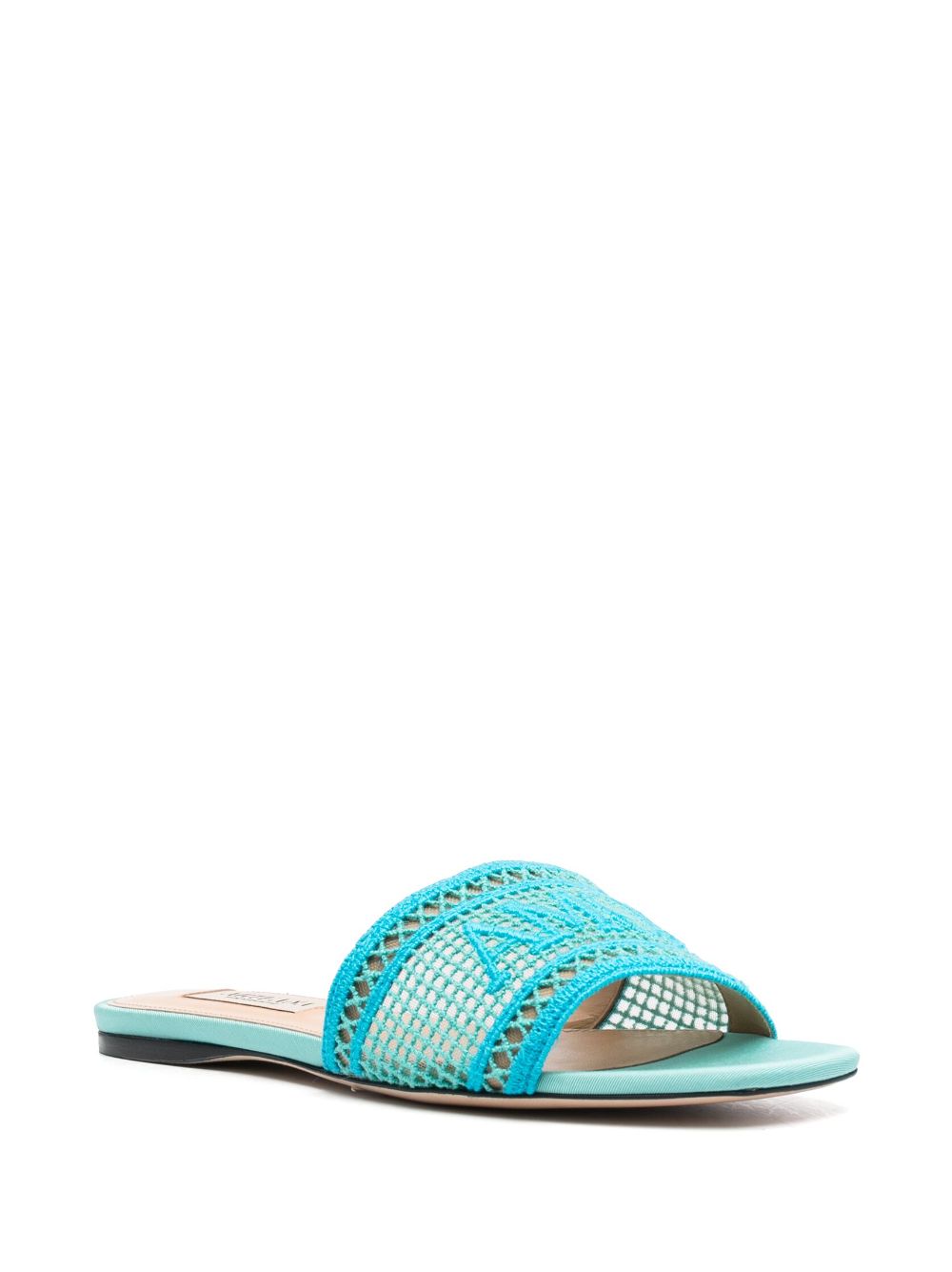 Arteana embroidered flat slides - Blauw