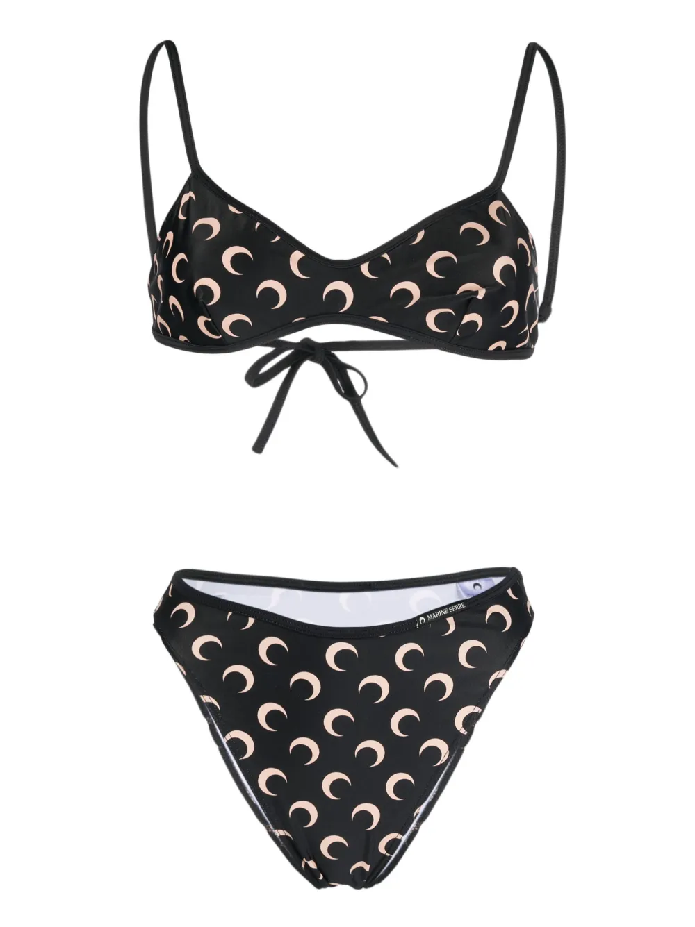 Marine Serre Crescent-moon Print Bikini In All_over_moon_tan_on_black