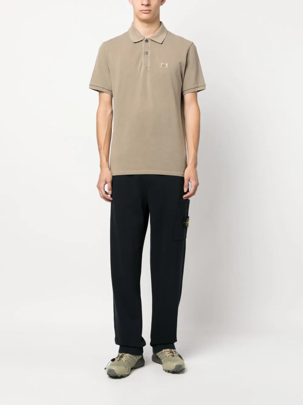 Stone Island Compass-patch cotton track pants - Blauw