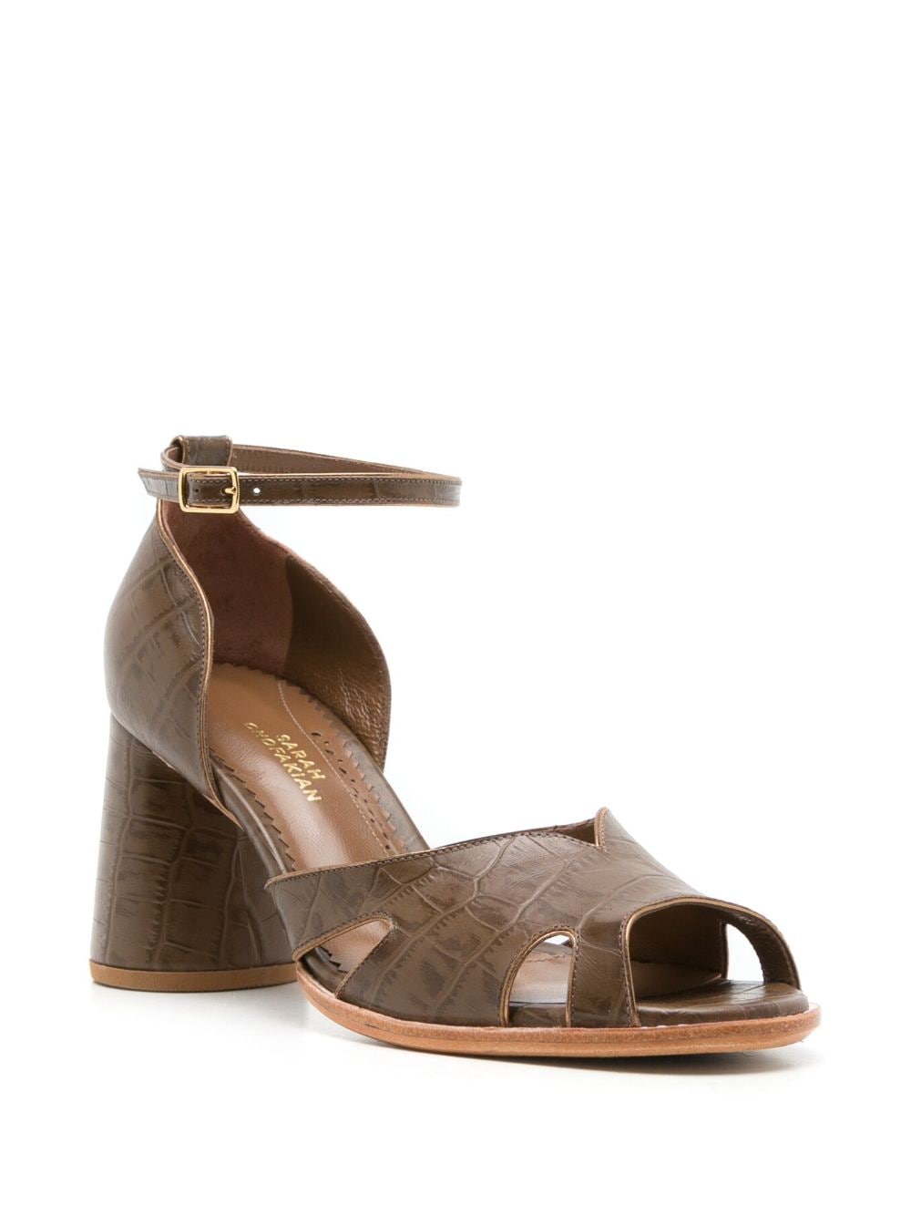 Shop Sarah Chofakian Lucie 65mm Leather Sandals In Brown