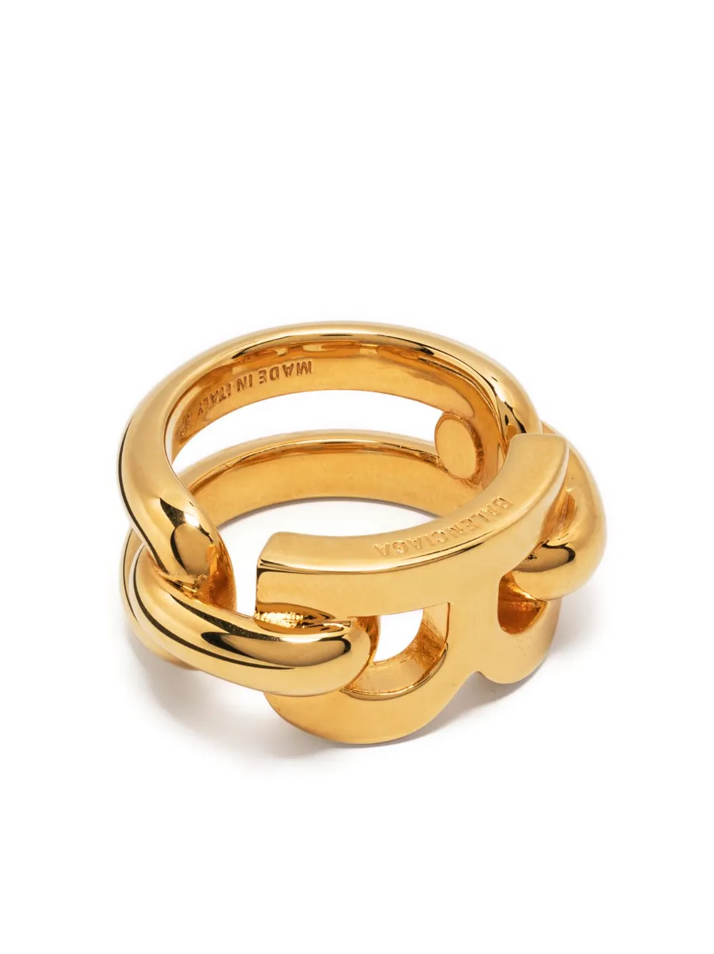 Balenciaga B-logo Chain Ring In Gold