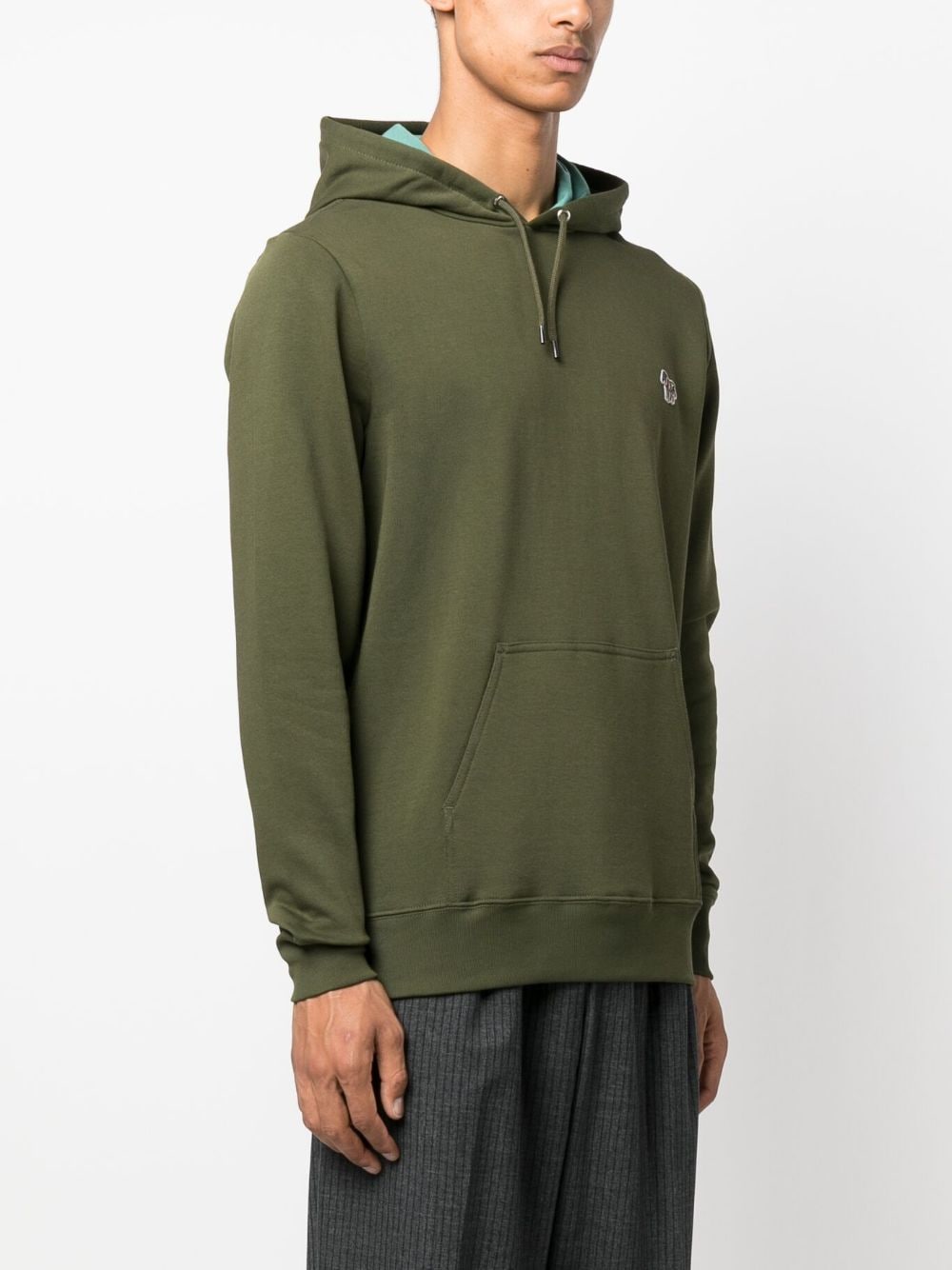 Shop Ps By Paul Smith Logo-patch Drawstring Hoodie In Green
