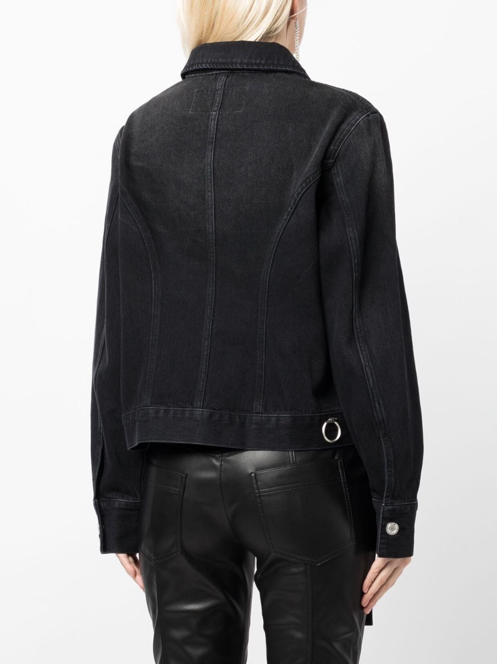 Shop Trussardi Long-sleeve Denim Jacket In Black
