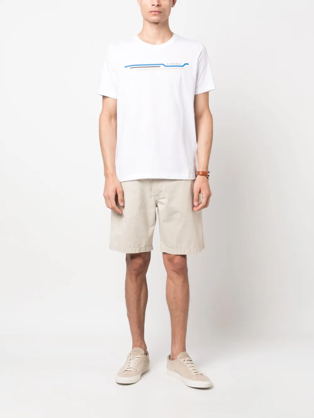 Canali T-shirt met logoprint - Wit