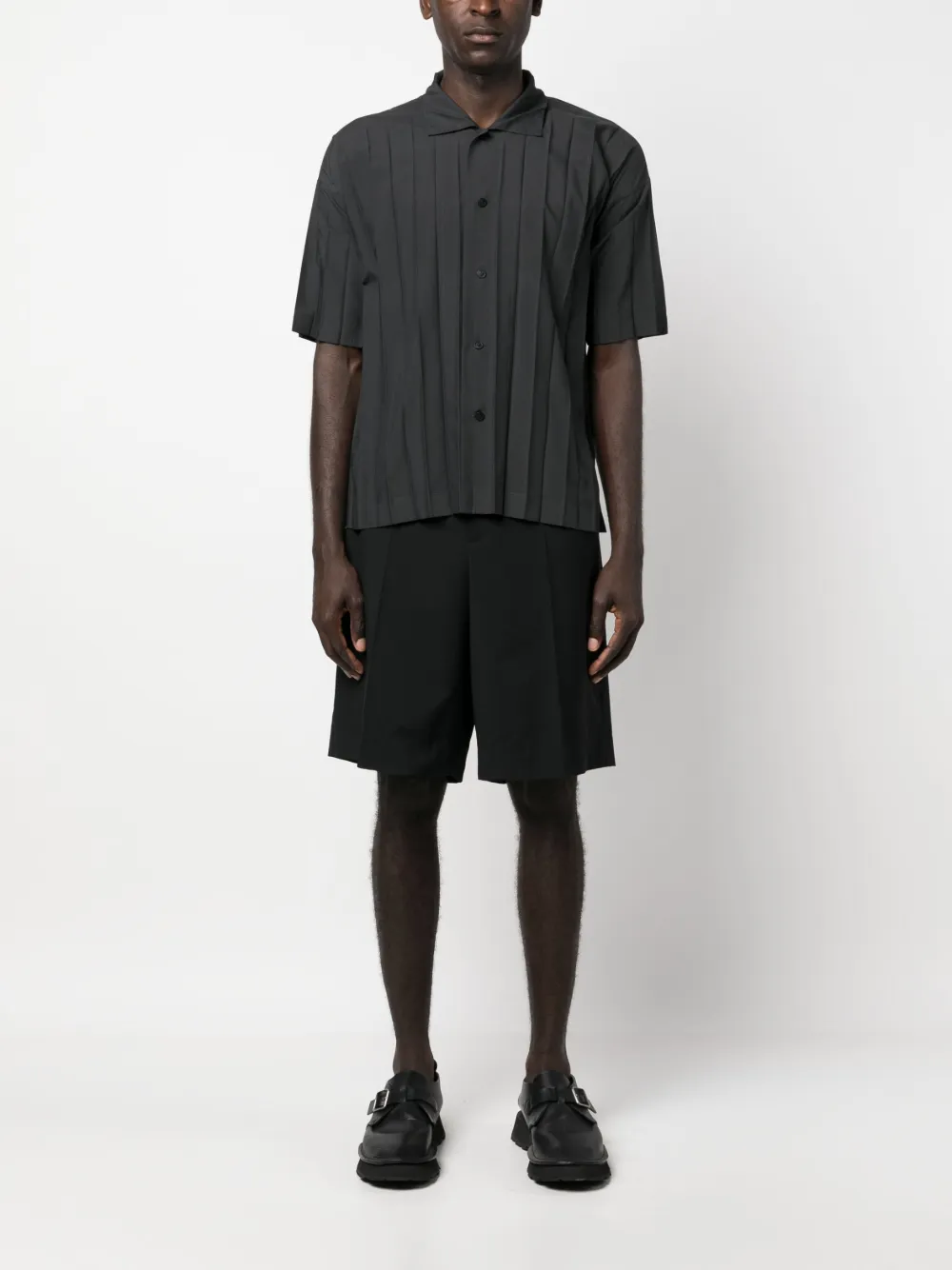 Issey Miyake Men Geplooid overhemd - Grijs