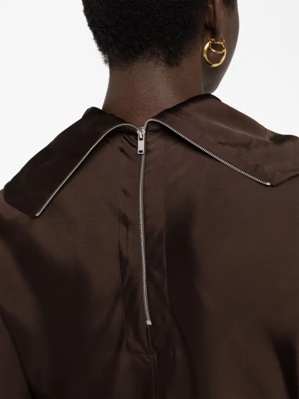 Jil Sander ドレープネック ブラウス | ブラウン | FARFETCH JP