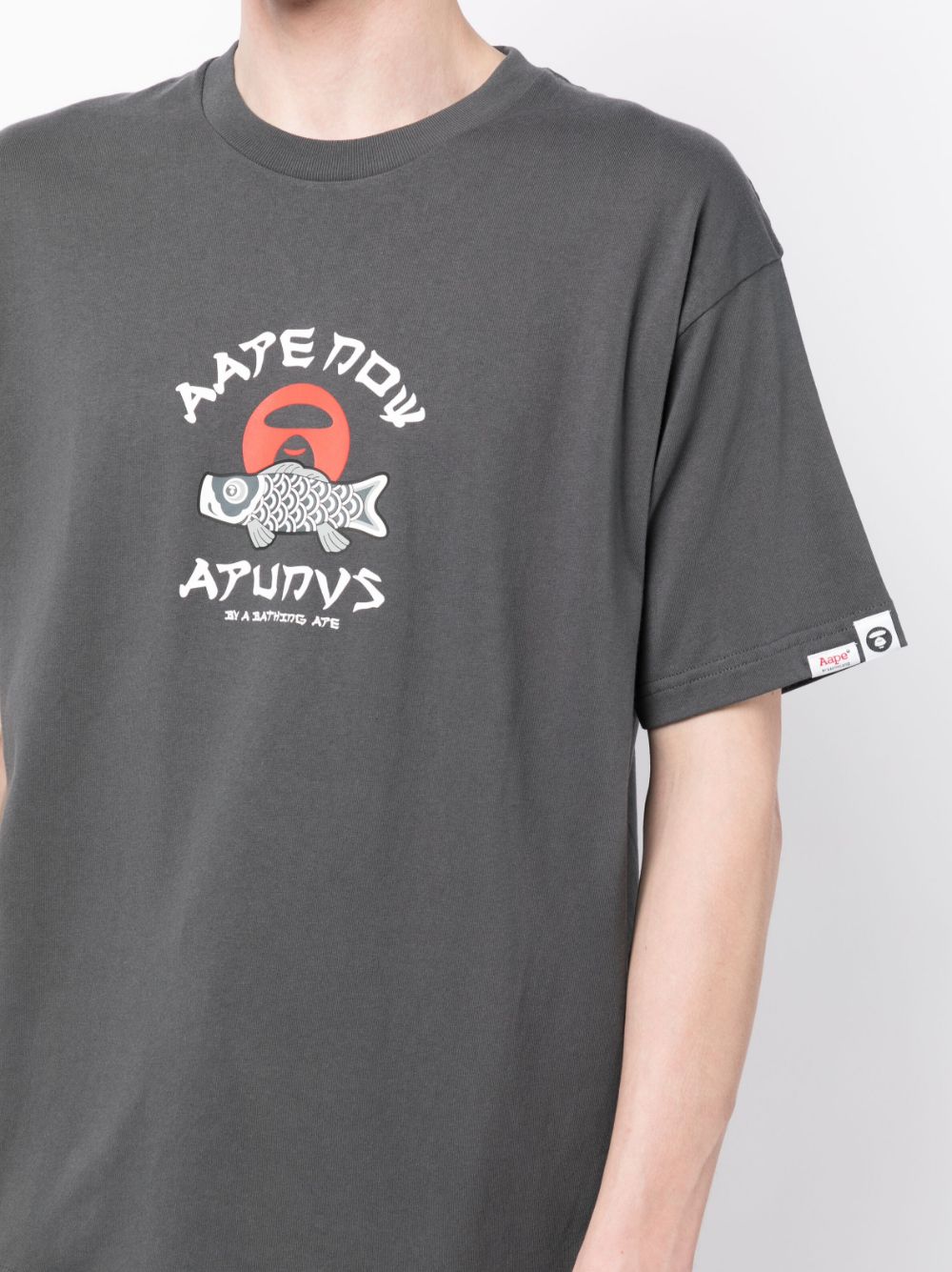 Shop Aape By A Bathing Ape Logo-print Jersey Cotton T-shirt In Grau