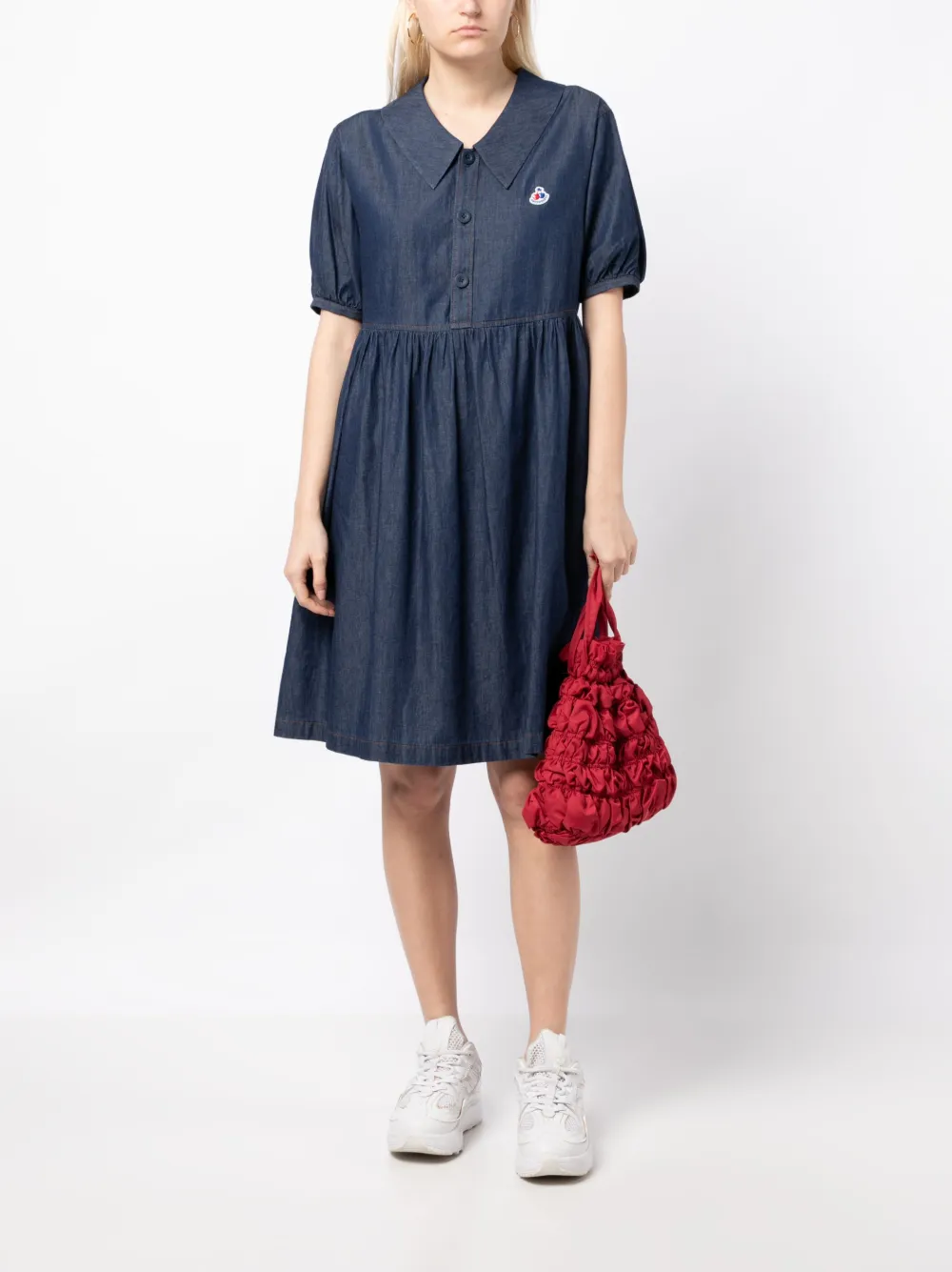 CHOCOOLATE puff-sleeve denim dress - Blauw
