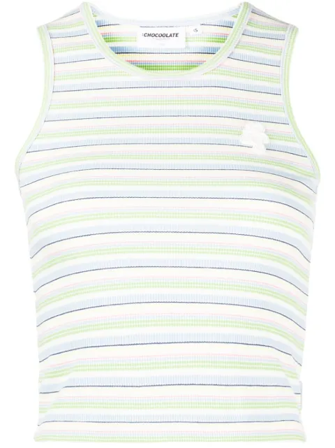 CHOCOOLATE logo-patch striped tank top