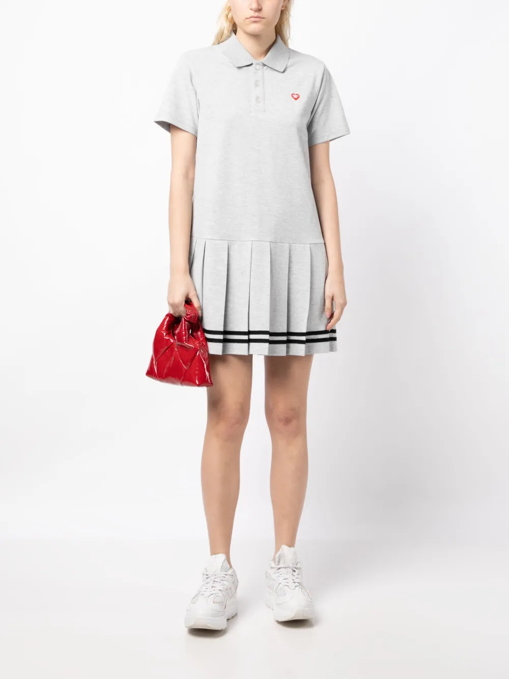 CHOCOOLATE pleated polo dress - Grijs