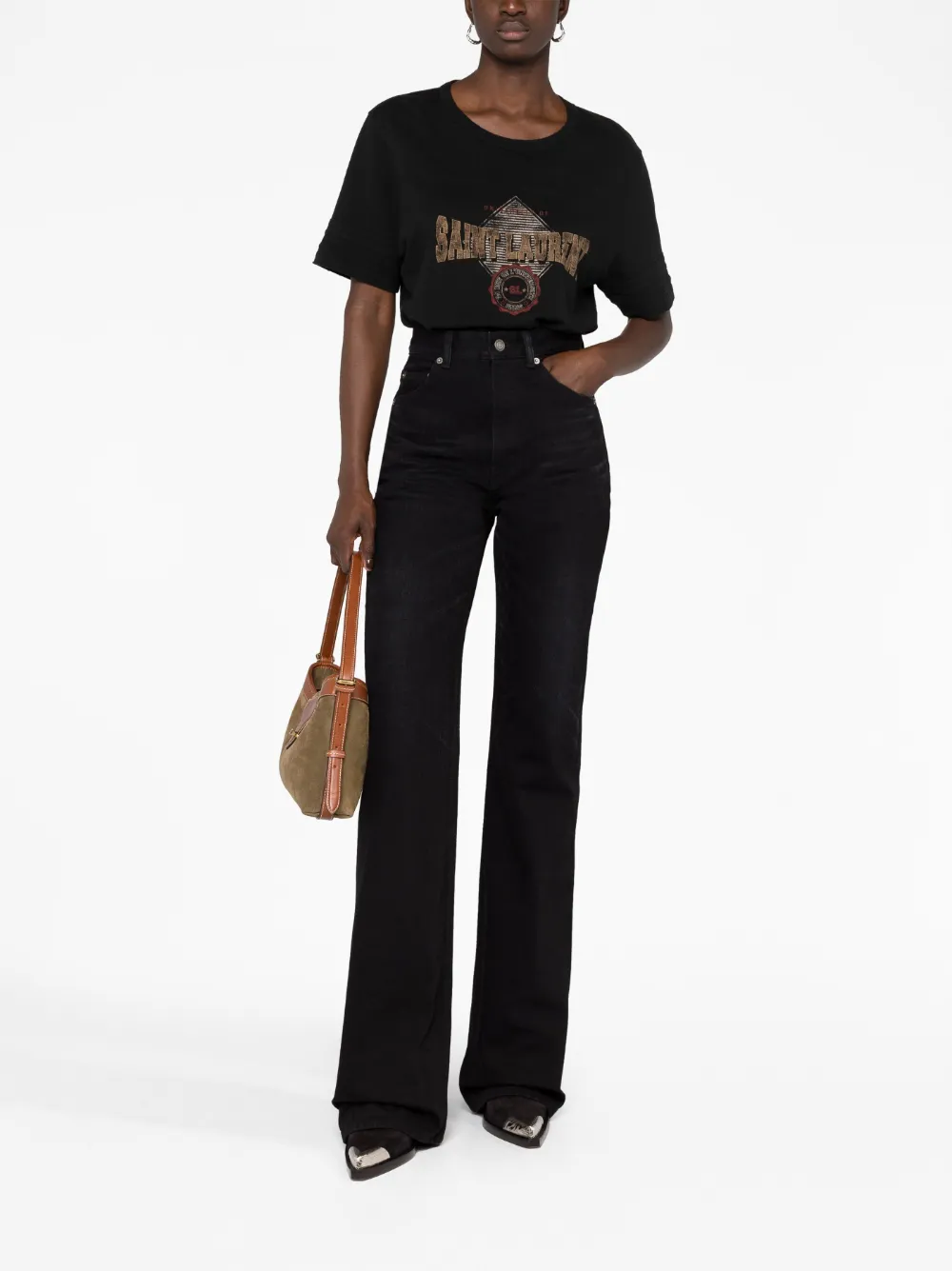 Saint Laurent high-waisted wide-leg jeans - Zwart