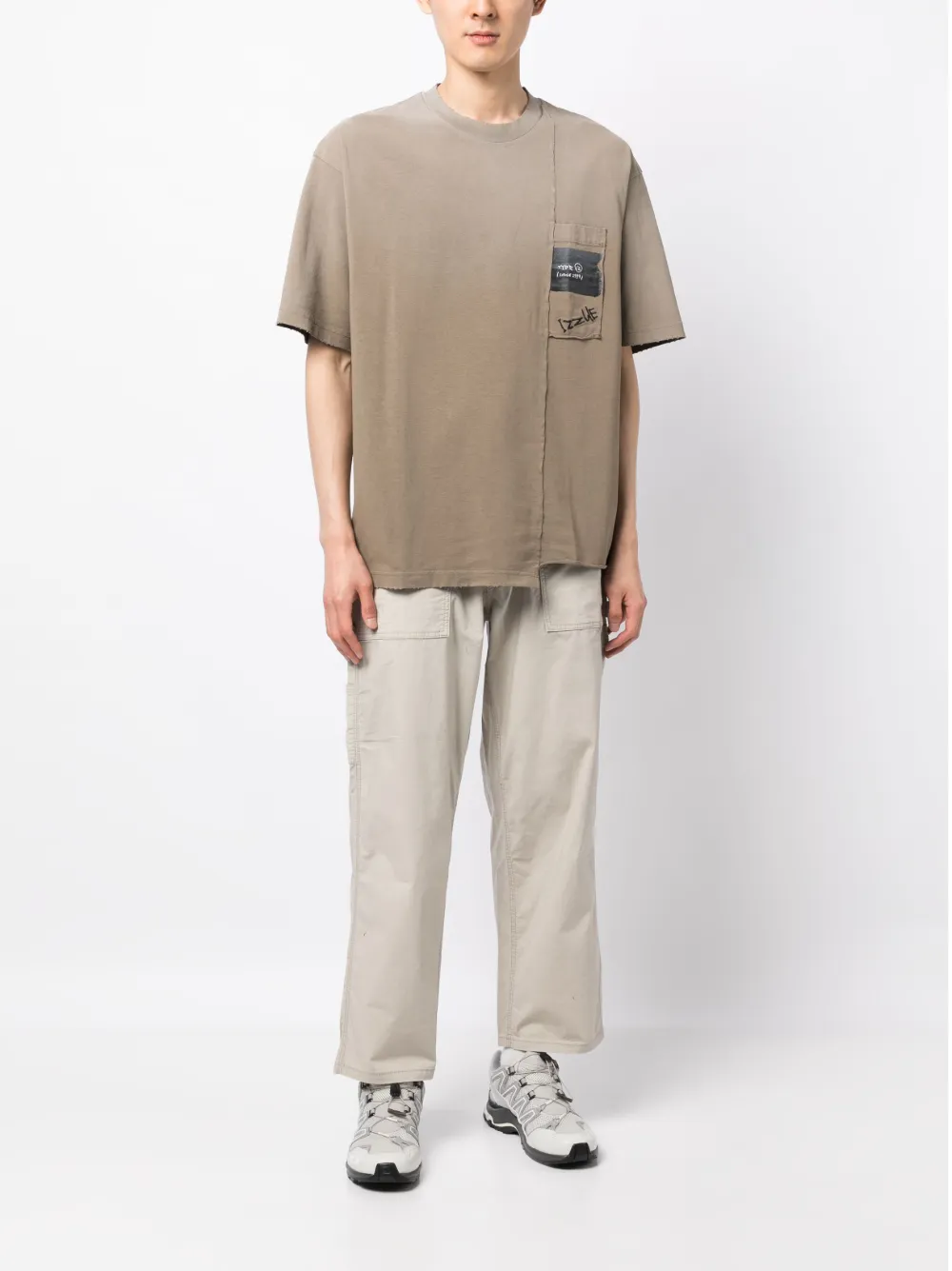 izzue T-shirt met geborduurd logo - Bruin