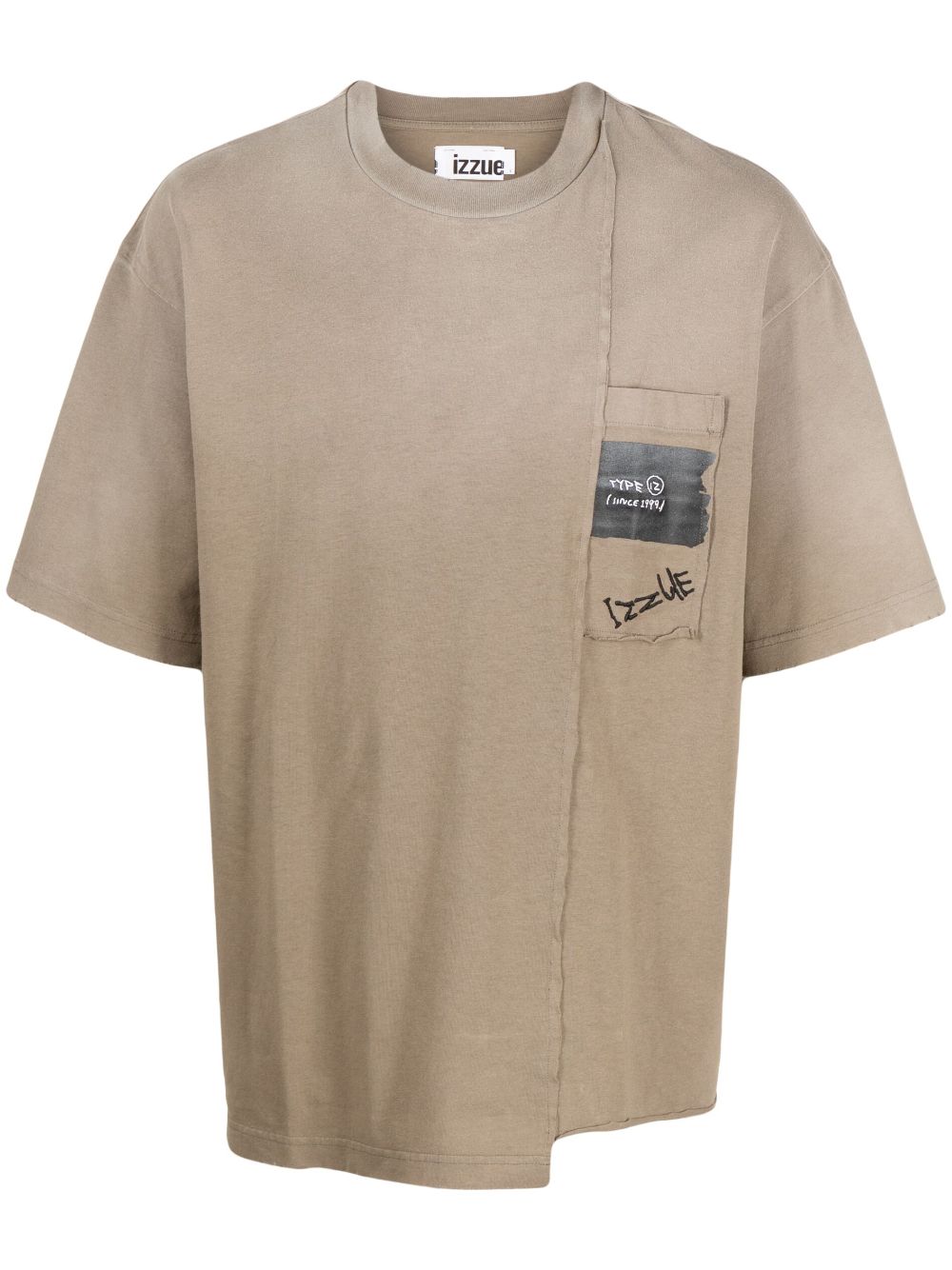 izzue logo-embroidered cotton T-shirt - Brown