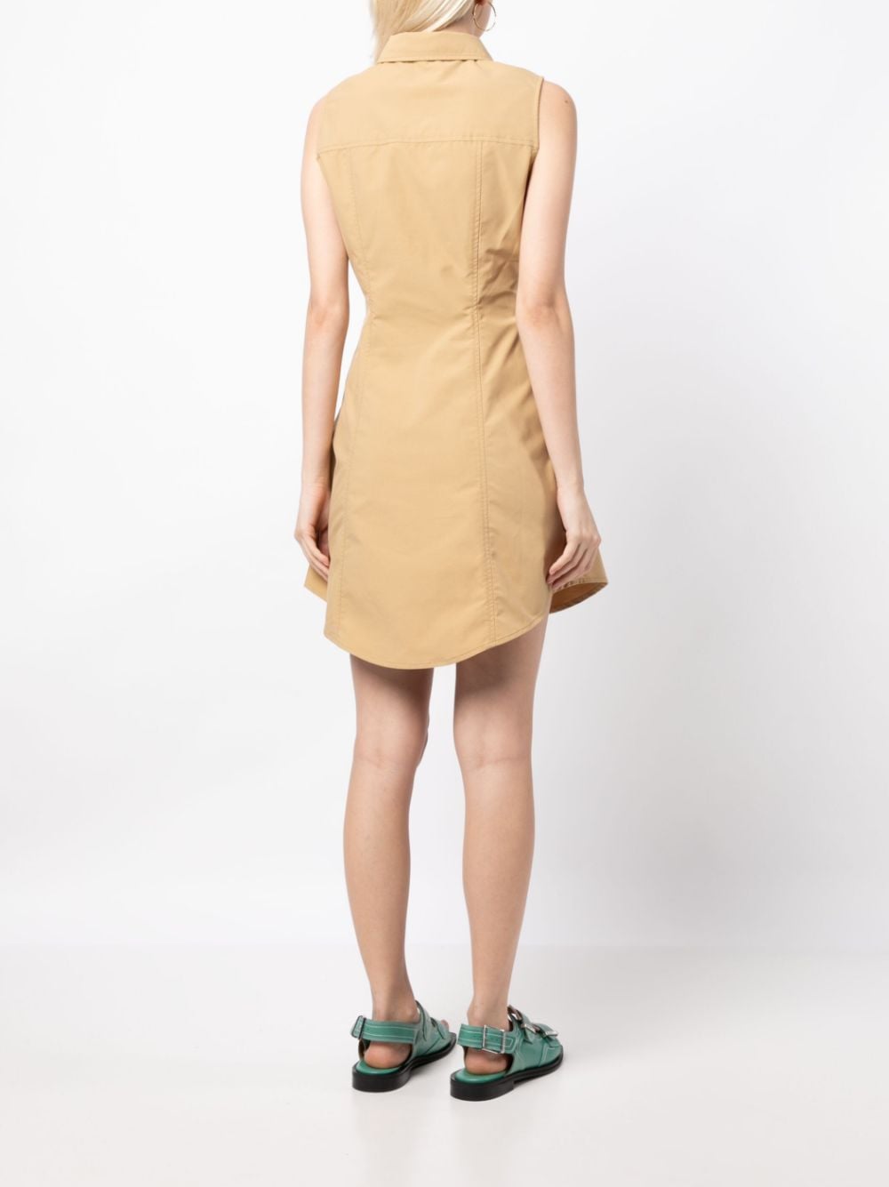 Shop Izzue Logo-embroidered Sleeveless Shirt Dress In Brown