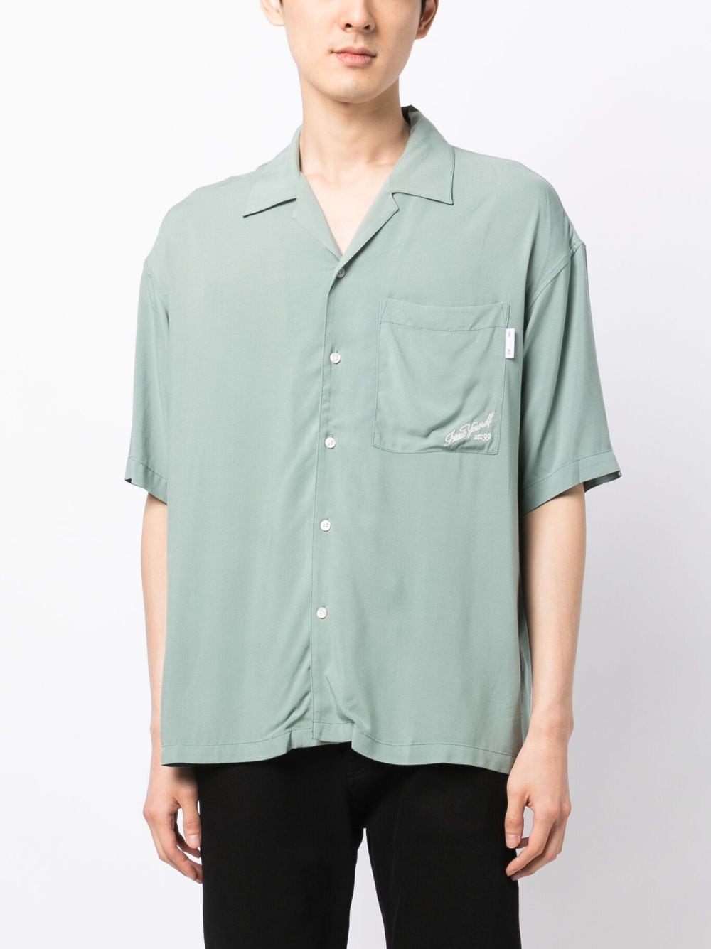 Shop Izzue Embroidered-logo Short-sleeve Shirt In Green