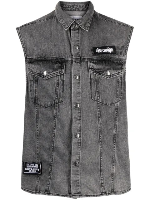 izzue Ärmelloses Jeanshemd mit Patch-Detail