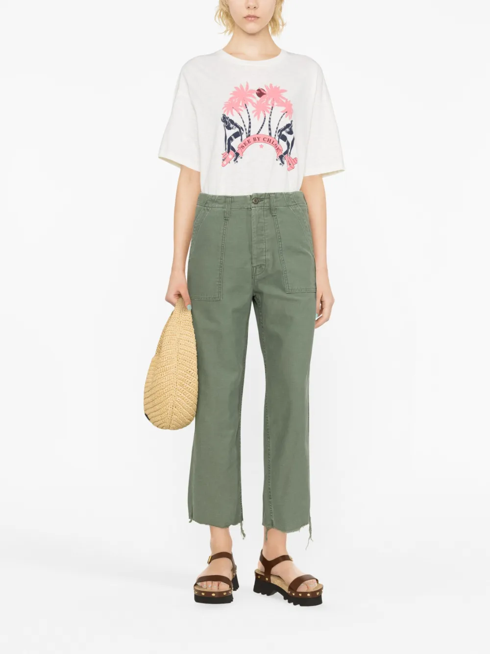 MOTHER Jeans met patch - Groen