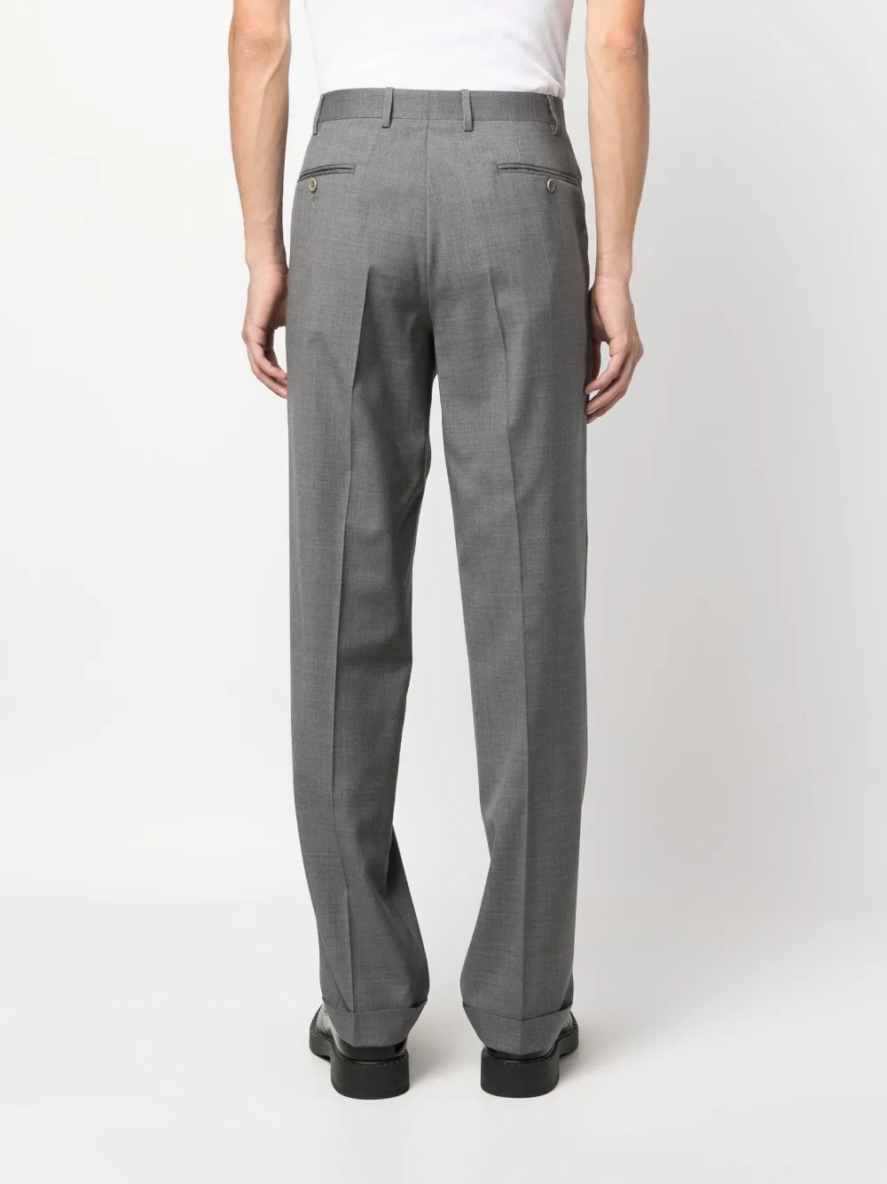 straight-leg wool tailored trousers