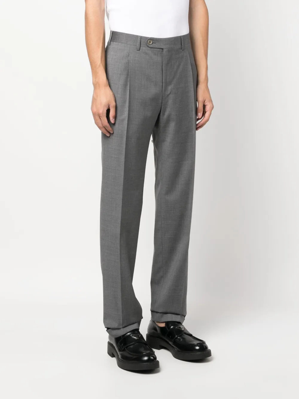 straight-leg wool tailored trousers