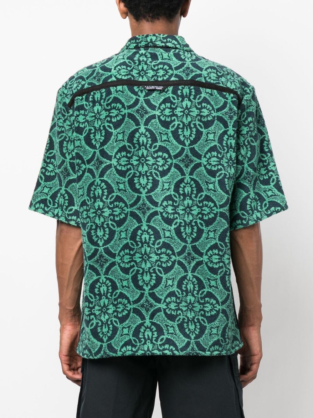 Shop Marine Serre Graphic-print Short-sleeve Shirt In Green