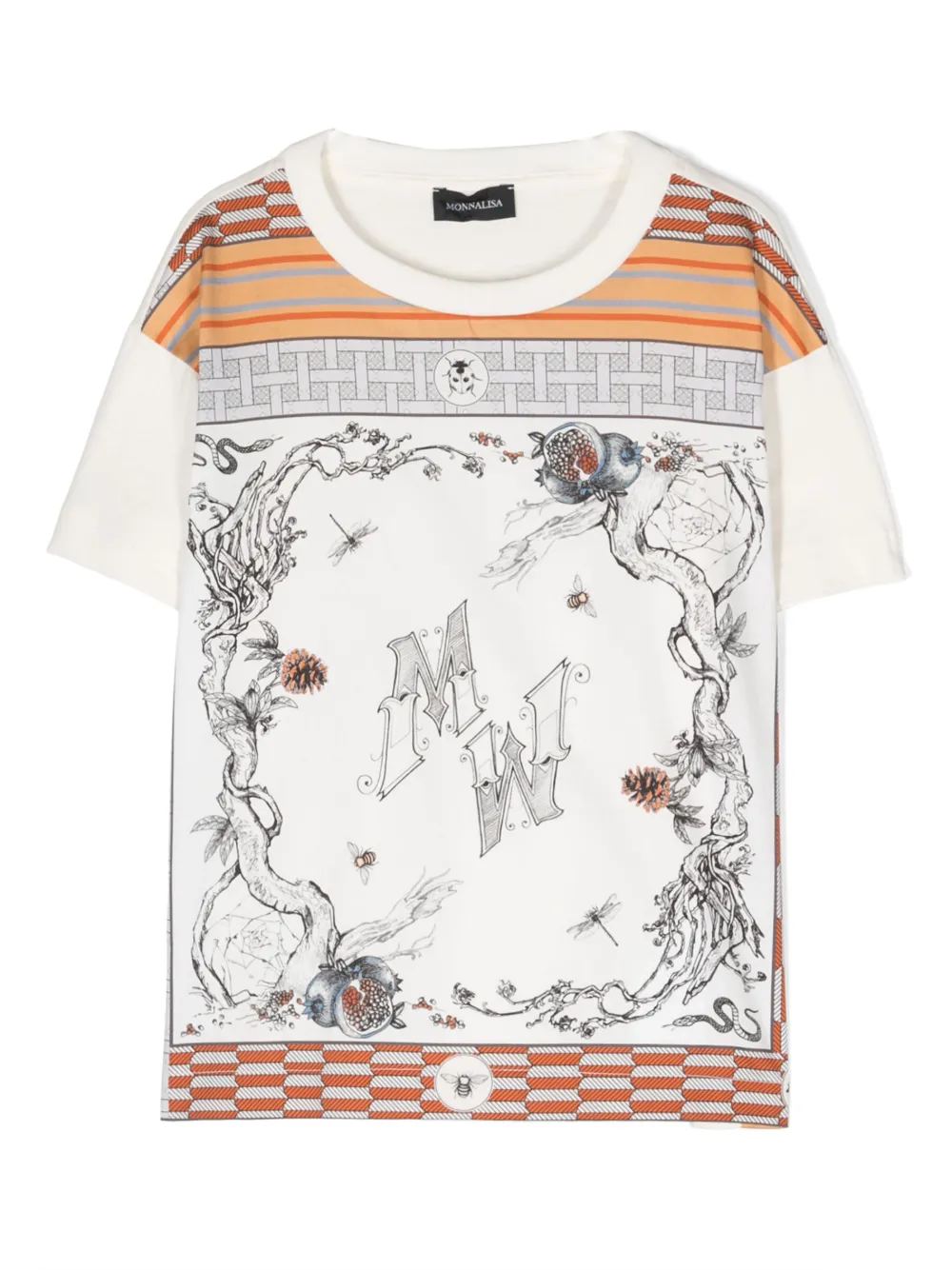 Monnalisa illustration-print cotton T-shirt - Neutrals