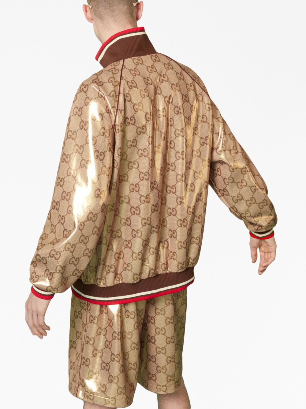Shop Gucci Gg Supreme-pattern Jacket In Gold
