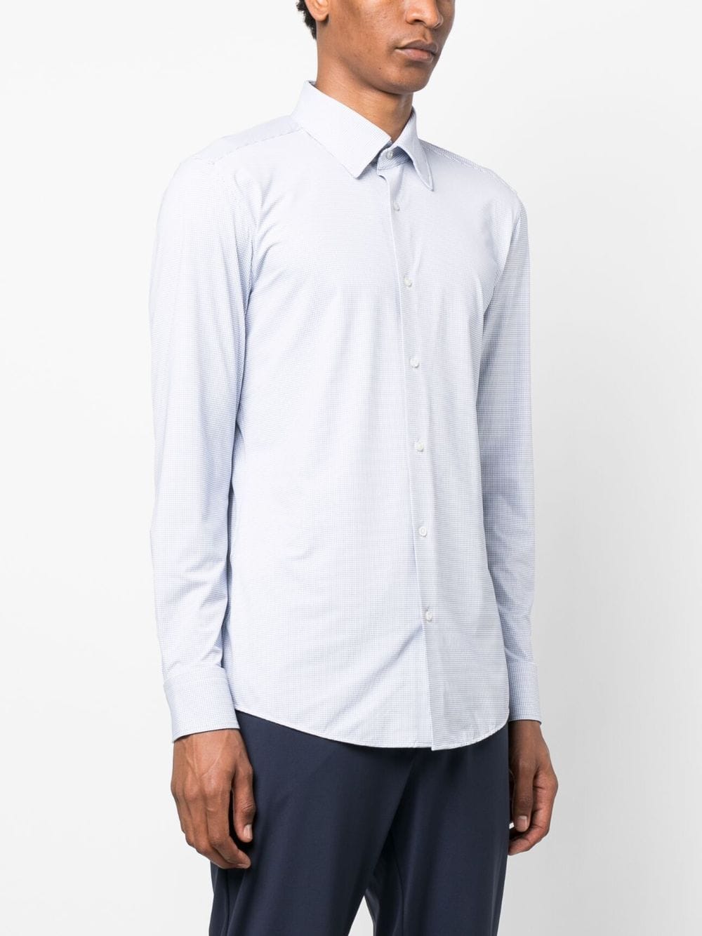 Shop Hugo Boss Micro-dot Print Long-sleeve Shirt In White