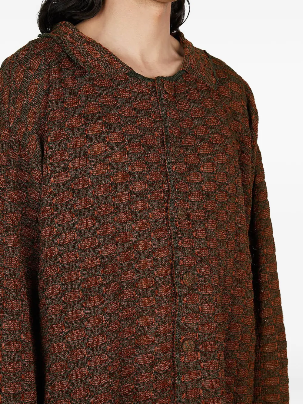 Isa Boulder Patterned Cardigan In Brown