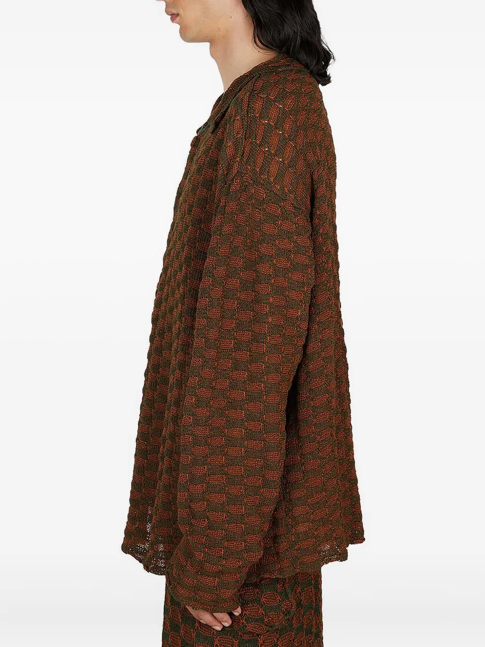 Isa Boulder Patterned Cardigan In Brown