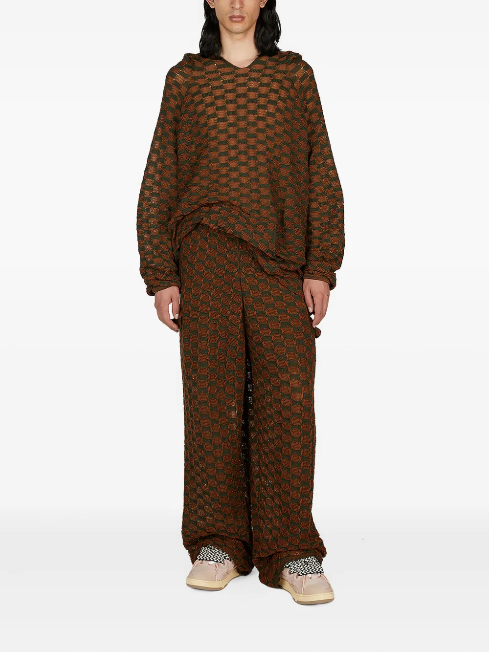 Isa Boulder checked drawstring trousers Bruin