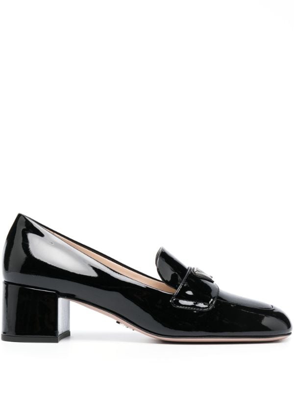 Prada 50mm triangle-logo Patent Leather Loafers - Farfetch