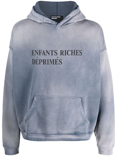 Enfants Riches Déprimés logo-print faded cotton hoodie blue | MODES